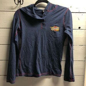 Touch Womens Cleveland Cavaliers Long Sleeve Hooded Logo Tee Navy Blue Small